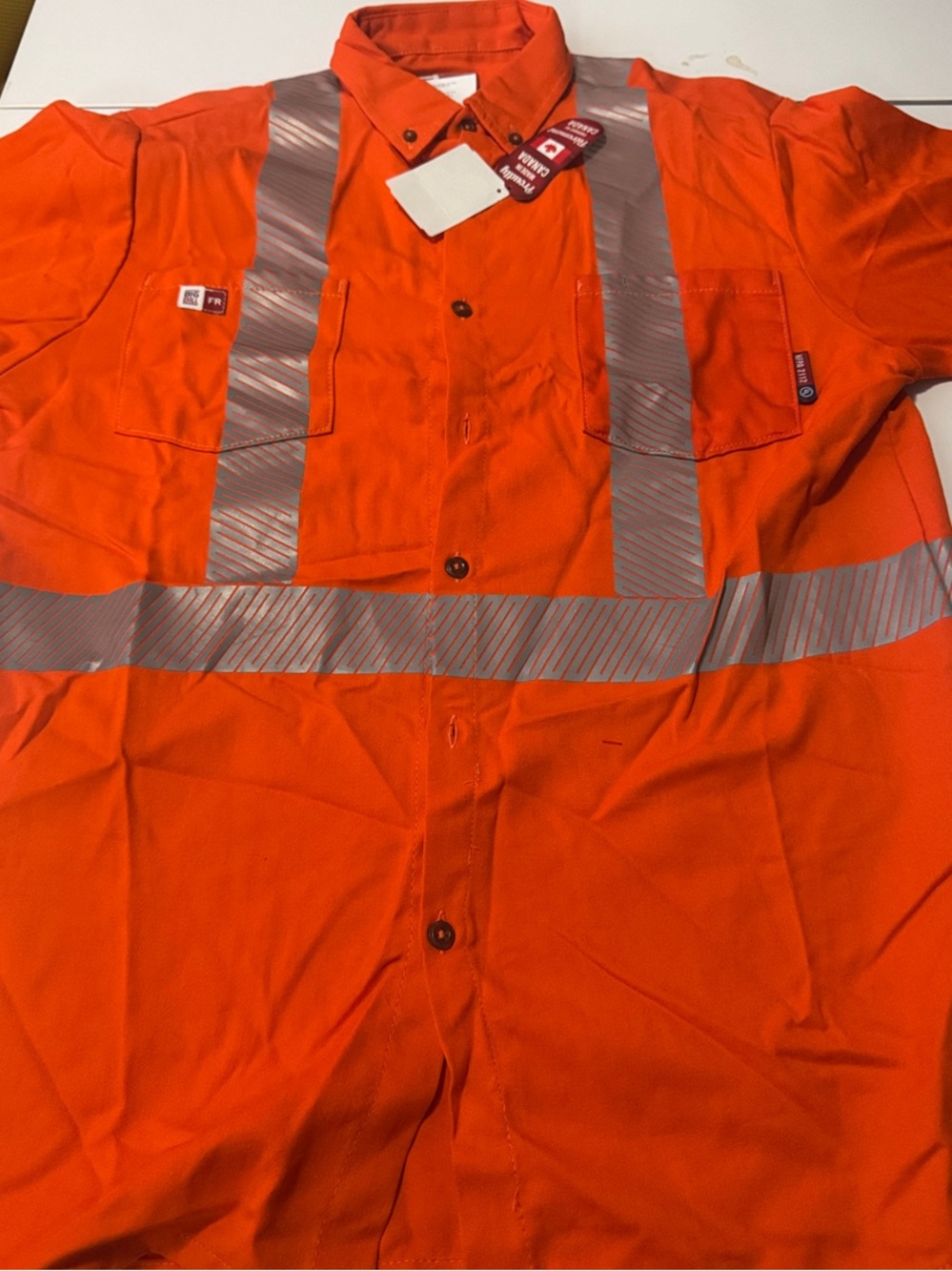 High-Visibility Orange Work Shirt with Reflective Tape